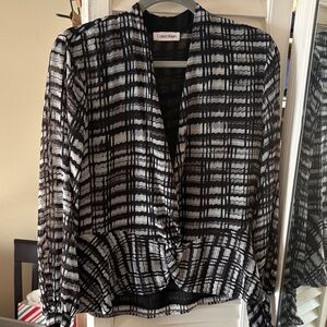 Calvin Klein Monochrome Plaid Blouse